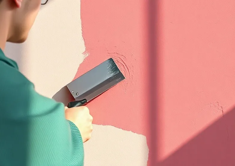Application d'un enduit décoratif à la lisseuse sur un mur
