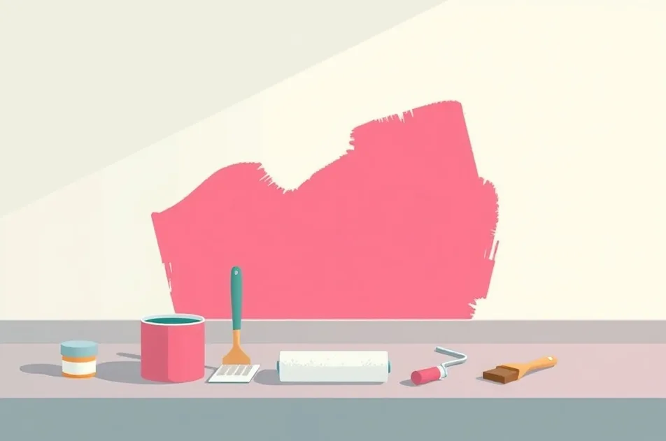 Outils de peinture disposés dans l'ordre des étapes du chantier
